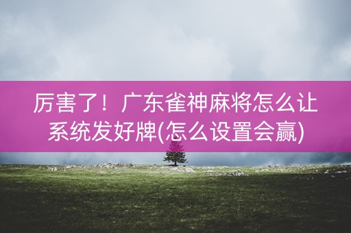 厉害了！广东雀神麻将怎么让系统发好牌(怎么设置会赢)