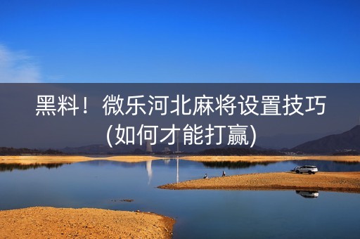 黑料！微乐河北麻将设置技巧(如何才能打赢)