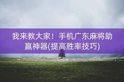 我来教大家！手机广东麻将助赢神器(提高胜率技巧)
