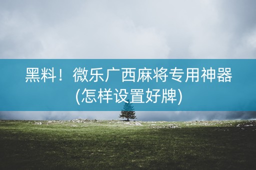 黑料！微乐广西麻将专用神器(怎样设置好牌)