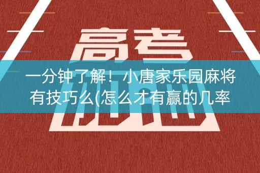 一分钟了解！小唐家乐园麻将有技巧么(怎么才有赢的几率)