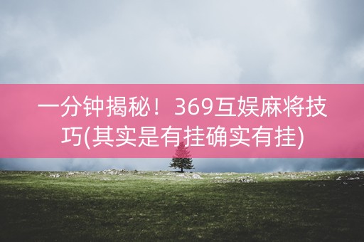 一分钟揭秘！369互娱麻将技巧(其实是有挂确实有挂)