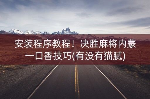 安装程序教程！决胜麻将内蒙一口香技巧(有没有猫腻)