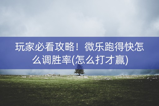 玩家必看攻略！微乐跑得快怎么调胜率(怎么打才赢)