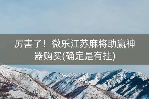 厉害了！微乐江苏麻将助赢神器购买(确定是有挂)