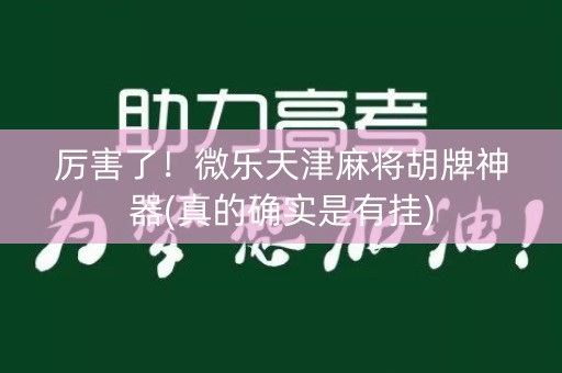 厉害了！微乐天津麻将胡牌神器(真的确实是有挂)