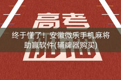 终于懂了！安徽微乐手机麻将助赢软件(辅牌器购买)