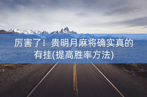 厉害了！贵明月麻将确实真的有挂(提高胜率方法)