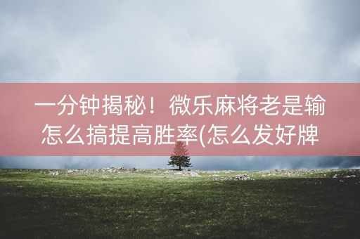 一分钟揭秘！微乐麻将老是输怎么搞提高胜率(怎么发好牌)