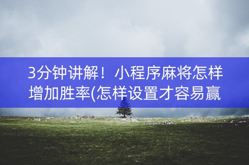 3分钟讲解！小程序麻将怎样增加胜率(怎样设置才容易赢)