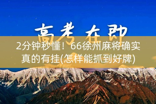 2分钟秒懂！66徐州麻将确实真的有挂(怎样能抓到好牌)