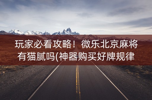 玩家必看攻略！微乐北京麻将有猫腻吗(神器购买好牌规律)