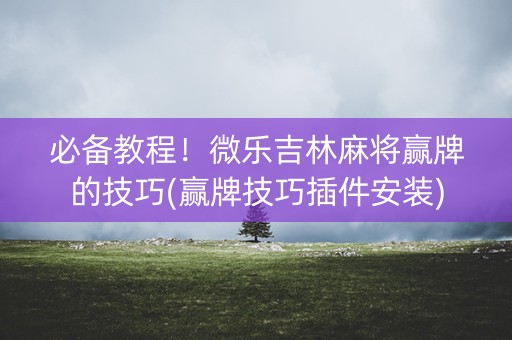 必备教程！微乐吉林麻将赢牌的技巧(赢牌技巧插件安装)