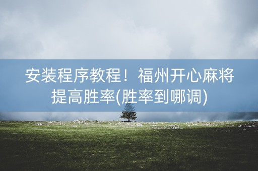 安装程序教程！福州开心麻将提高胜率(胜率到哪调)