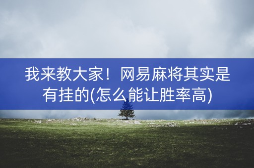 我来教大家！网易麻将其实是有挂的(怎么能让胜率高)