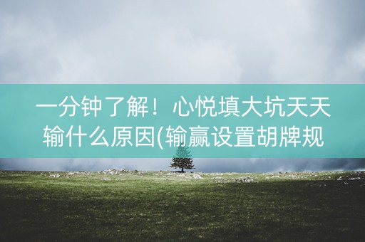 一分钟了解！心悦填大坑天天输什么原因(输赢设置胡牌规律)