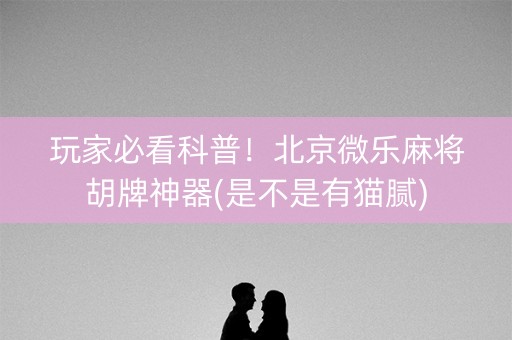 玩家必看科普！北京微乐麻将胡牌神器(是不是有猫腻)