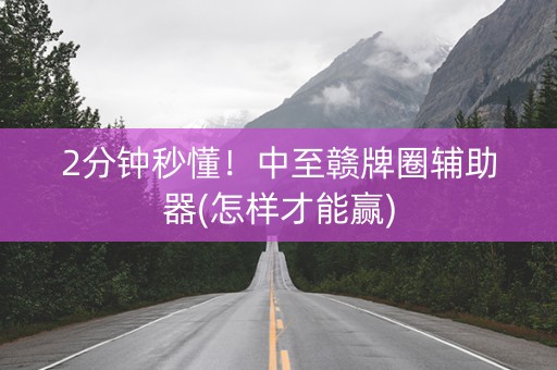 2分钟秒懂！中至赣牌圈辅助器(怎样才能赢)