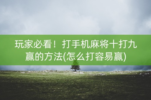 玩家必看！打手机麻将十打九赢的方法(怎么打容易赢)