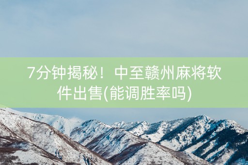 7分钟揭秘！中至赣州麻将软件出售(能调胜率吗)