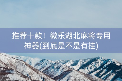 推荐十款！微乐湖北麻将专用神器(到底是不是有挂)