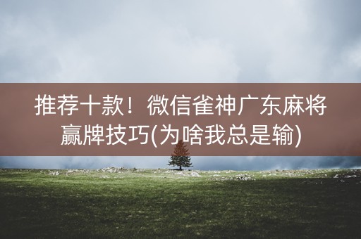 推荐十款！微信雀神广东麻将赢牌技巧(为啥我总是输)