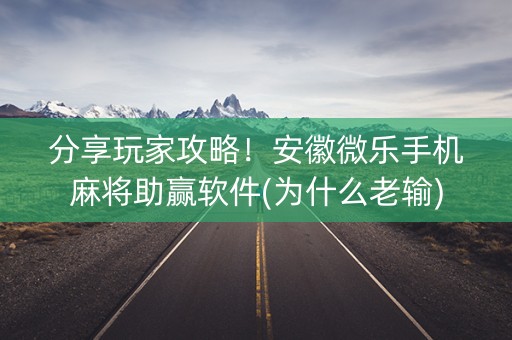 分享玩家攻略！安徽微乐手机麻将助赢软件(为什么老输)