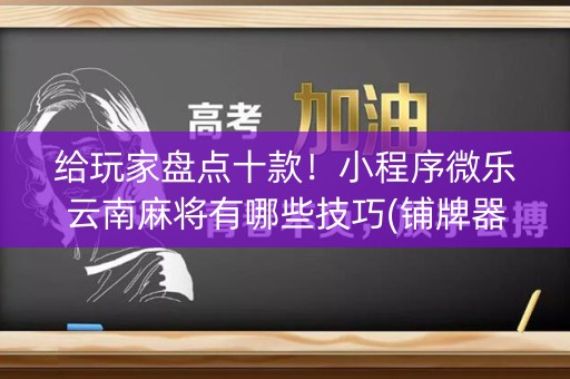 给玩家盘点十款！小程序微乐云南麻将有哪些技巧(铺牌器购买)