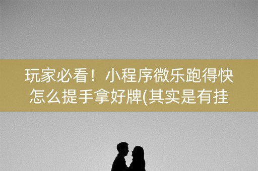 玩家必看！小程序微乐跑得快怎么提手拿好牌(其实是有挂的)