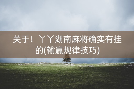 关于！丫丫湖南麻将确实有挂的(输赢规律技巧)