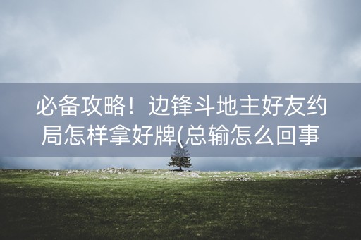 必备攻略！边锋斗地主好友约局怎样拿好牌(总输怎么回事)