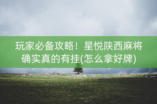 玩家必备攻略！星悦陕西麻将确实真的有挂(怎么拿好牌)