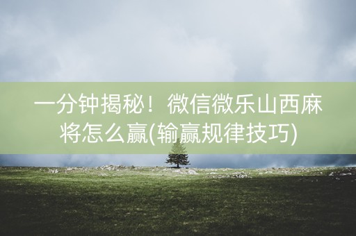 一分钟揭秘！微信微乐山西麻将怎么赢(输赢规律技巧)