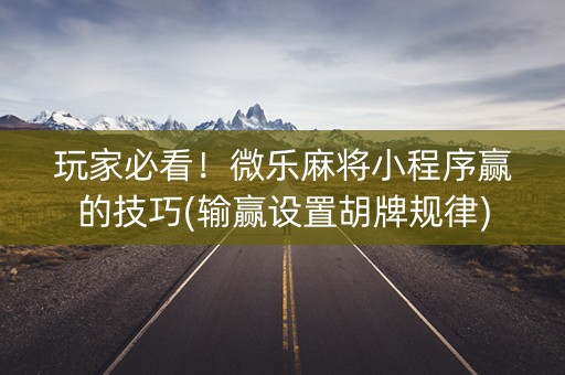 玩家必看！微乐麻将小程序赢的技巧(输赢设置胡牌规律)