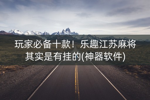 玩家必备十款！乐趣江苏麻将其实是有挂的(神器软件)