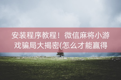 安装程序教程！微信麻将小游戏骗局大揭密(怎么才能赢得多)