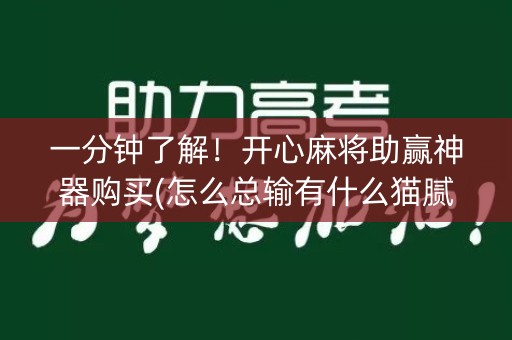 一分钟了解！开心麻将助赢神器购买(怎么总输有什么猫腻)