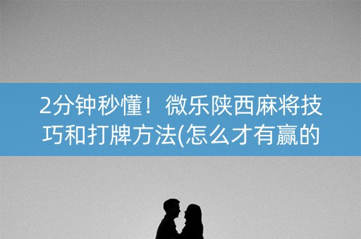 2分钟秒懂！微乐陕西麻将技巧和打牌方法(怎么才有赢的几率)