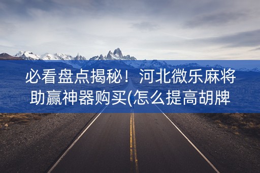 必看盘点揭秘！河北微乐麻将助赢神器购买(怎么提高胡牌率)