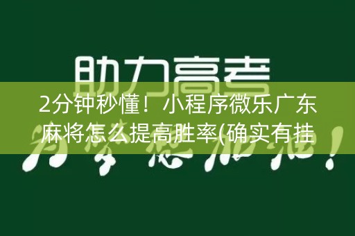 2分钟秒懂！小程序微乐广东麻将怎么提高胜率(确实有挂)