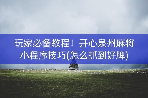 玩家必备教程！开心泉州麻将小程序技巧(怎么抓到好牌)
