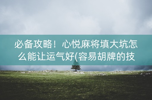 必备攻略！心悦麻将填大坑怎么能让运气好(容易胡牌的技巧)