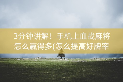 3分钟讲解！手机上血战麻将怎么赢得多(怎么提高好牌率)