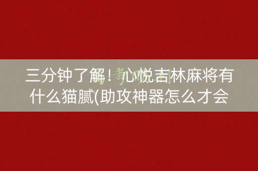 三分钟了解！心悦吉林麻将有什么猫腻(助攻神器怎么才会赢)