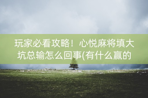 玩家必看攻略！心悦麻将填大坑总输怎么回事(有什么赢的技巧)