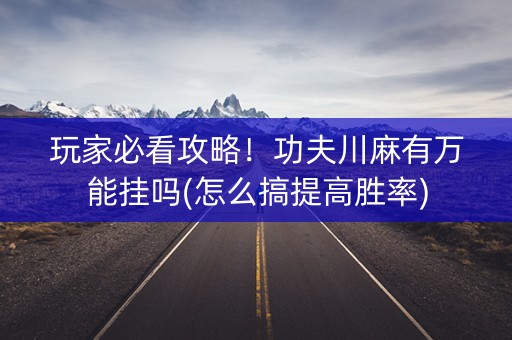 玩家必看攻略！功夫川麻有万能挂吗(怎么搞提高胜率)