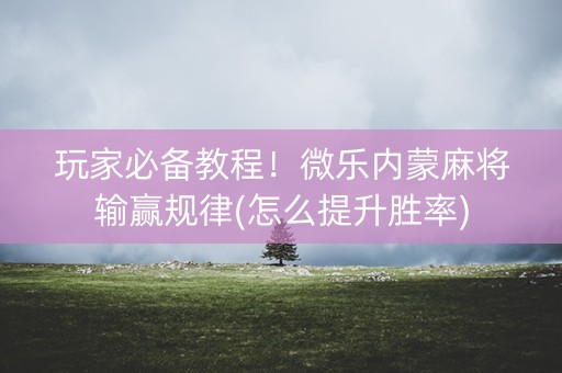 玩家必备教程！微乐内蒙麻将输赢规律(怎么提升胜率)