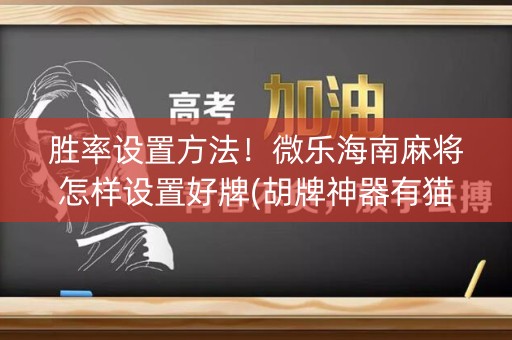 胜率设置方法！微乐海南麻将怎样设置好牌(胡牌神器有猫腻吗)