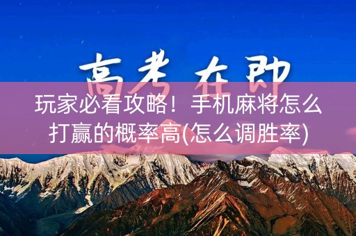 玩家必看攻略！手机麻将怎么打赢的概率高(怎么调胜率)