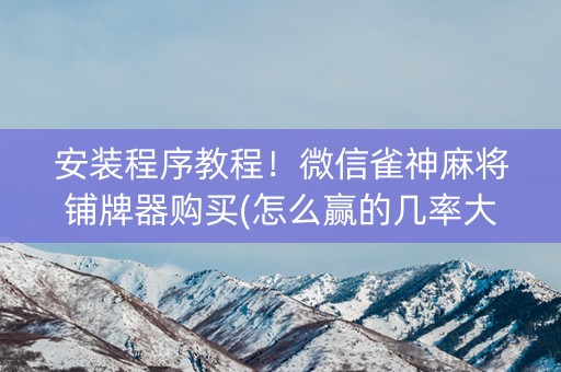 安装程序教程！微信雀神麻将铺牌器购买(怎么赢的几率大)